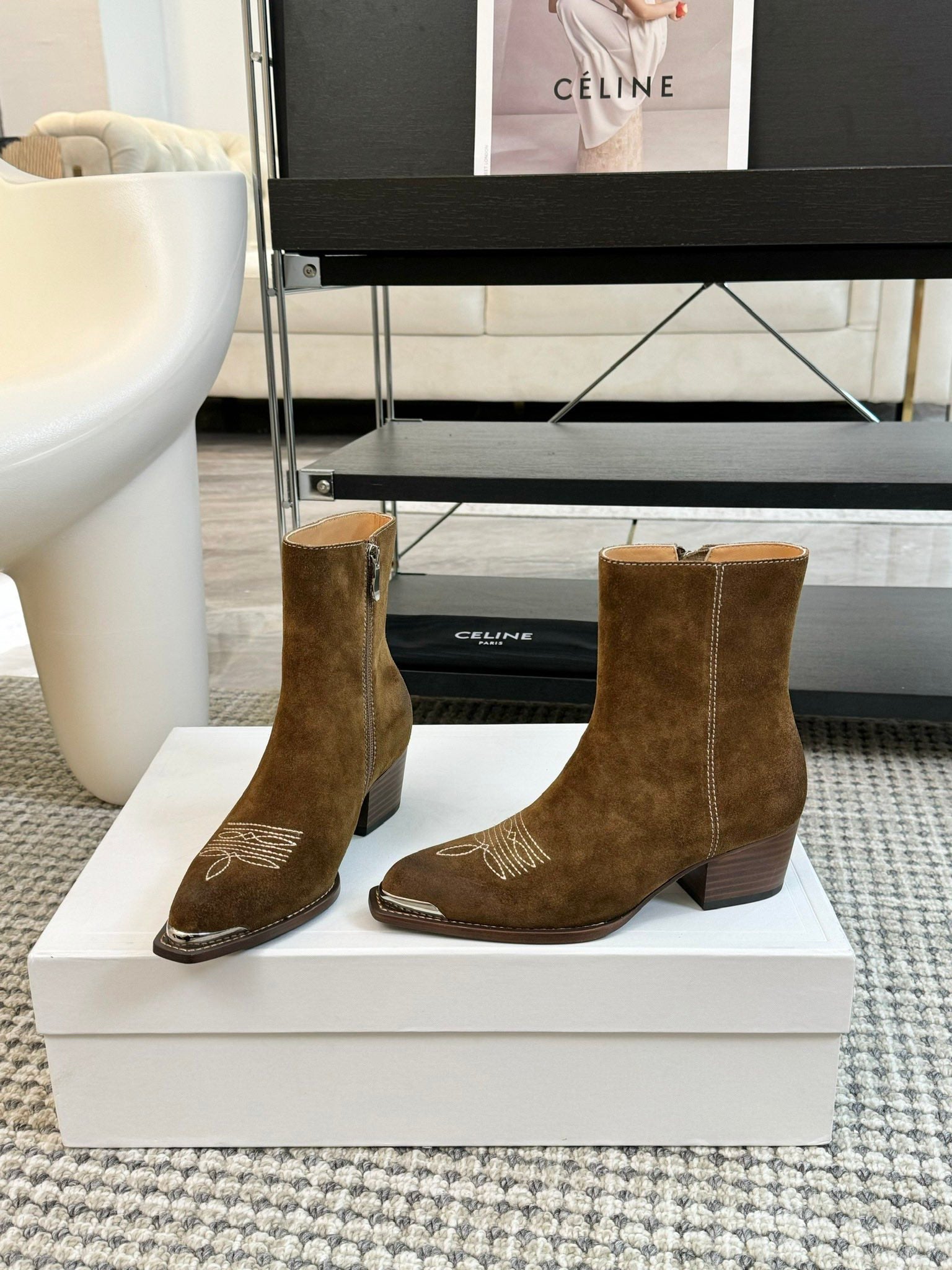 ANKLE BOOTS 45 MM IN MOCHA BROWN SUEDE