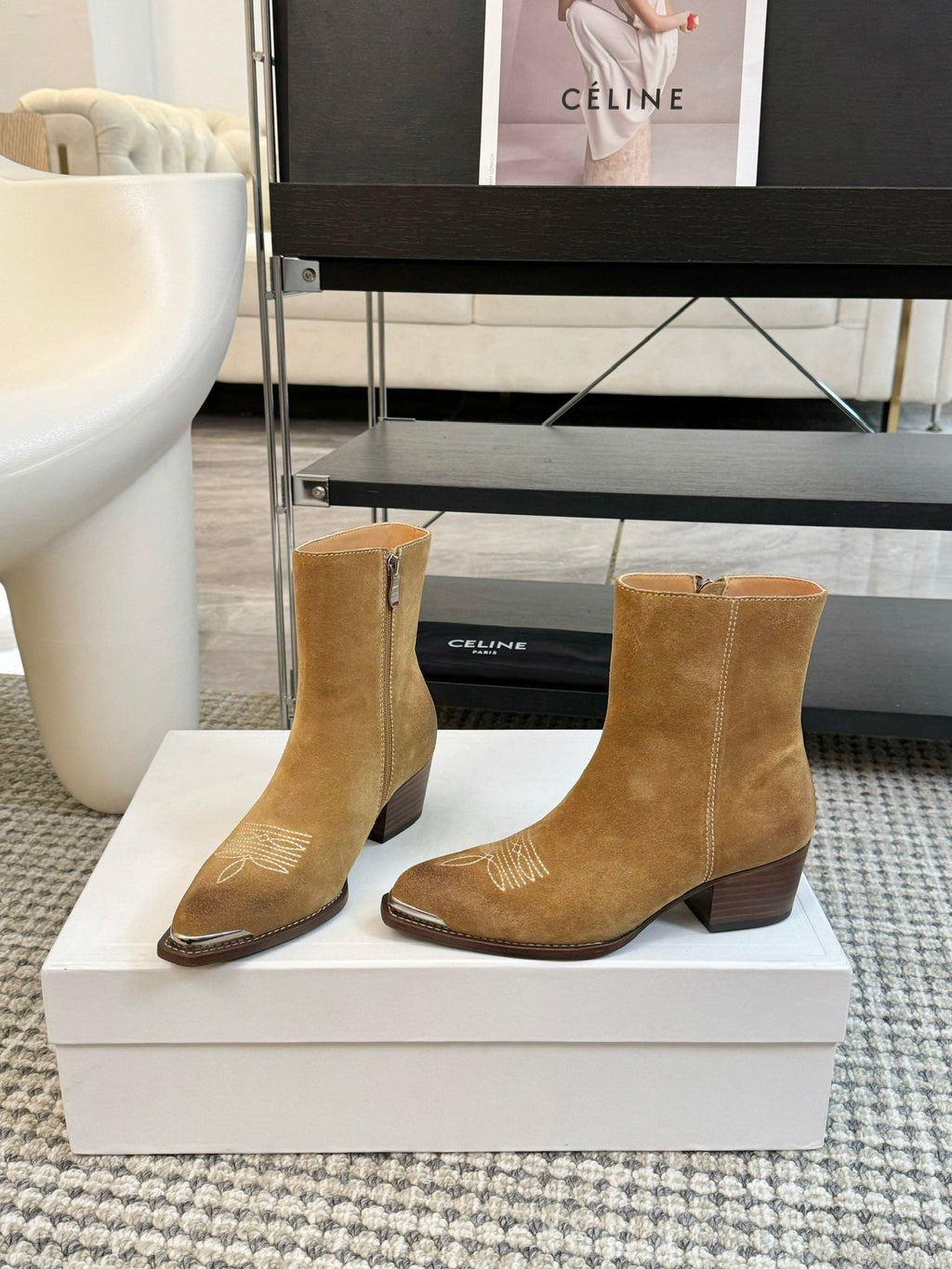 ANKLE BOOTS 45 MM IN PEANUT BROWN SUEDE