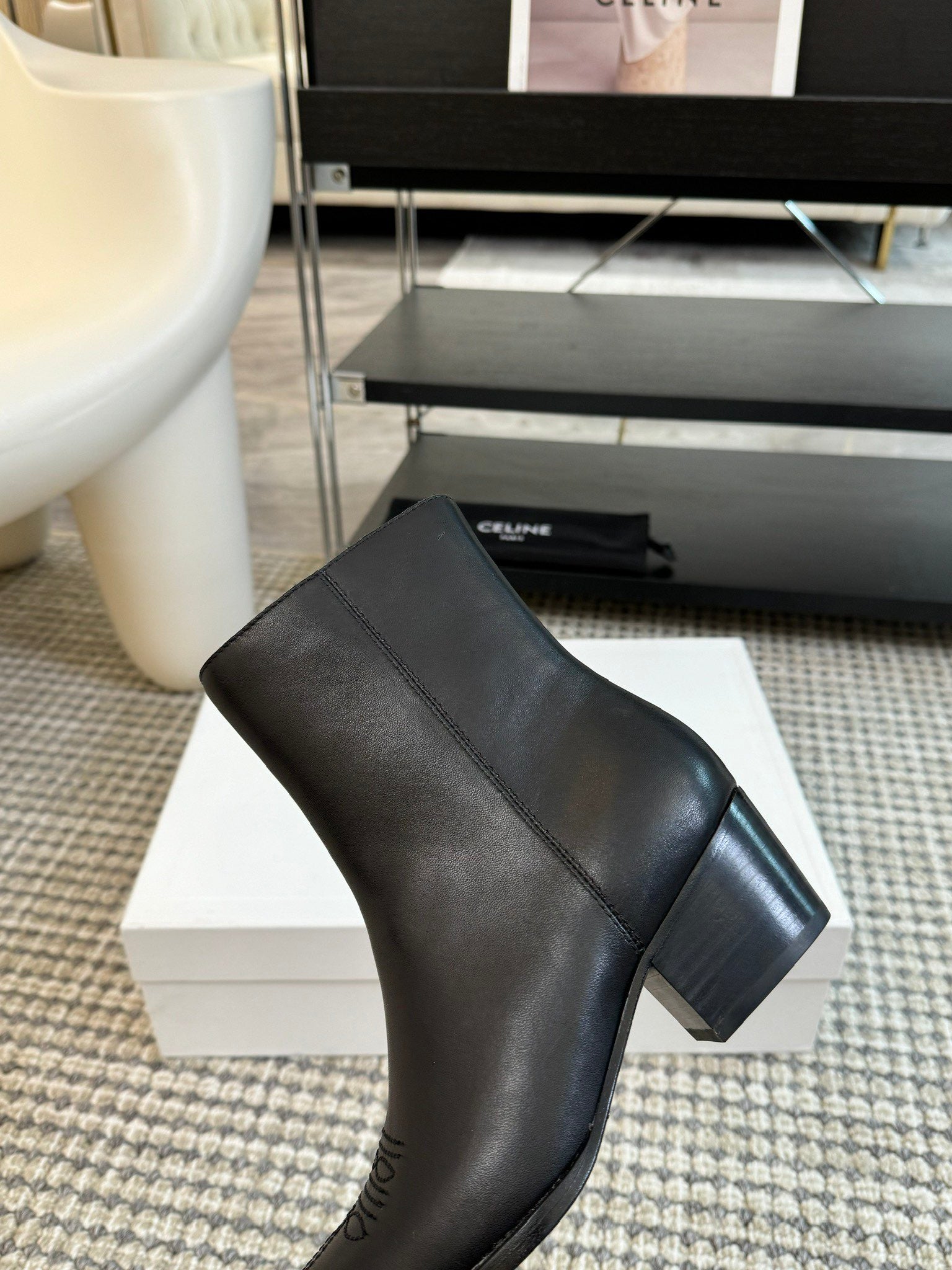 ANKLE BOOTS 45 MM IN BLACK CALFSKIN