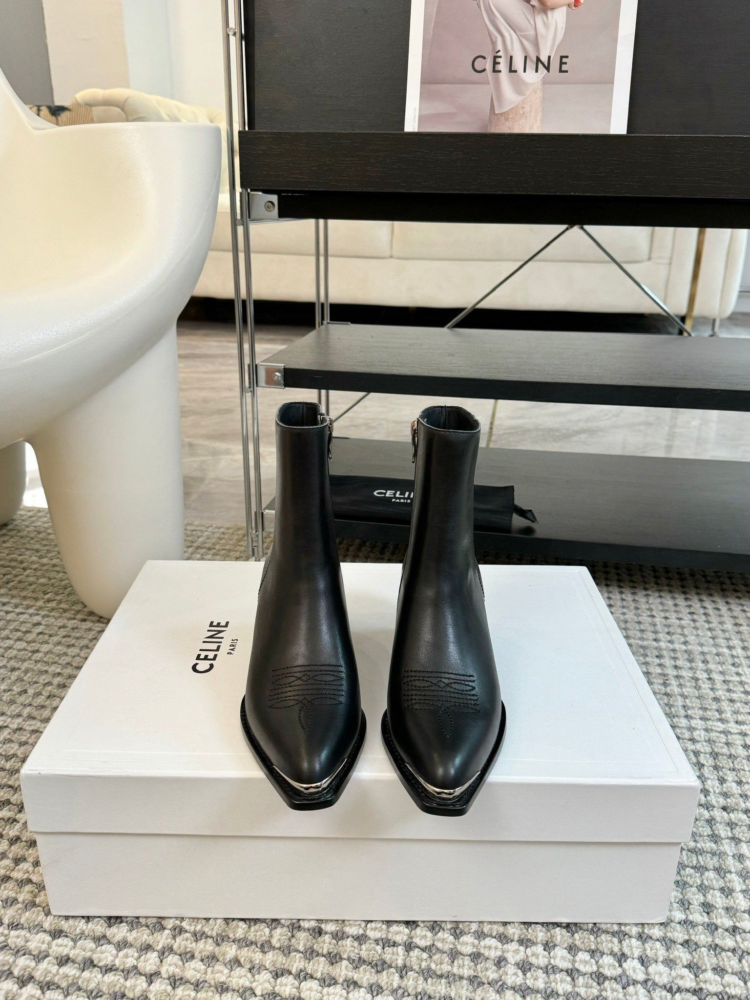 ANKLE BOOTS 45 MM IN BLACK CALFSKIN