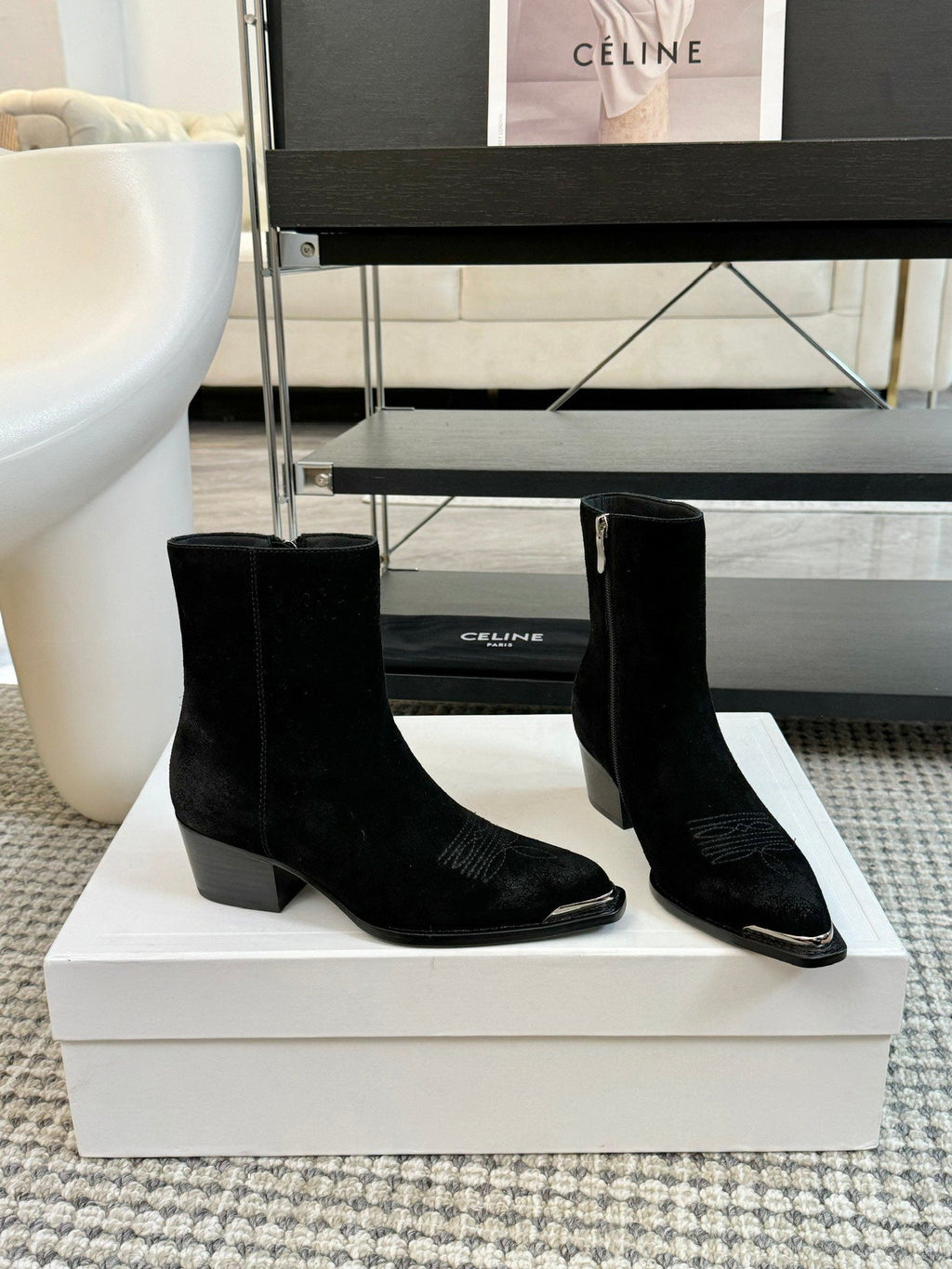 ANKLE BOOTS 45 MM IN BLACK SUEDE