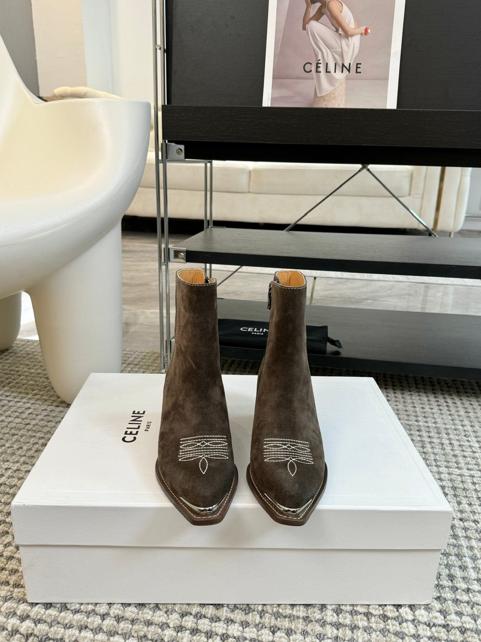 ANKLE BOOTS 45 MM IN MOCHA BROWN SUEDE