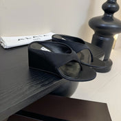 ALAIA WEDGE THONG SANDALS 25S IN BLACK SATIN