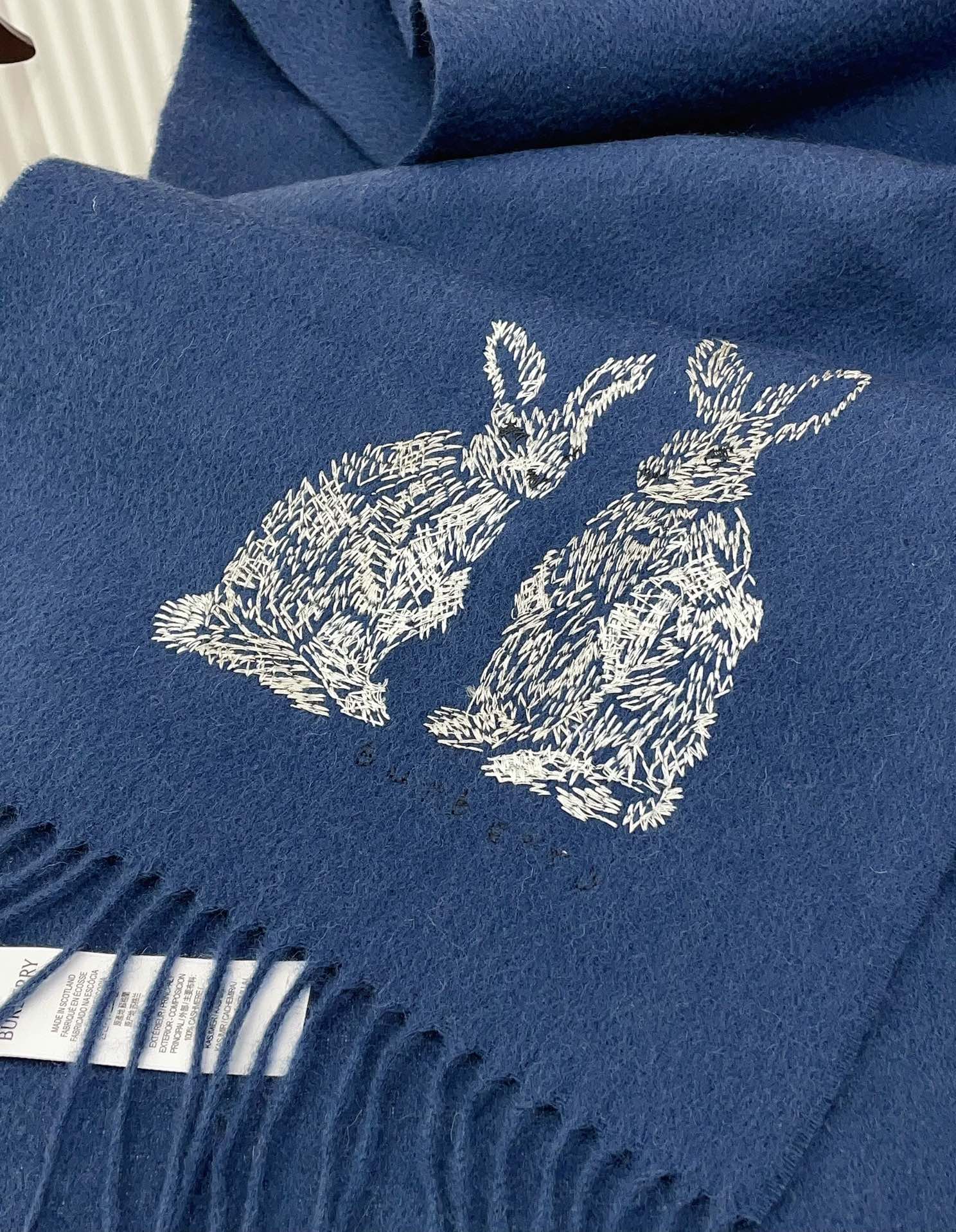 HARE WOOL CASHMERE SCARF 180 CM COBALT BLUE 376428