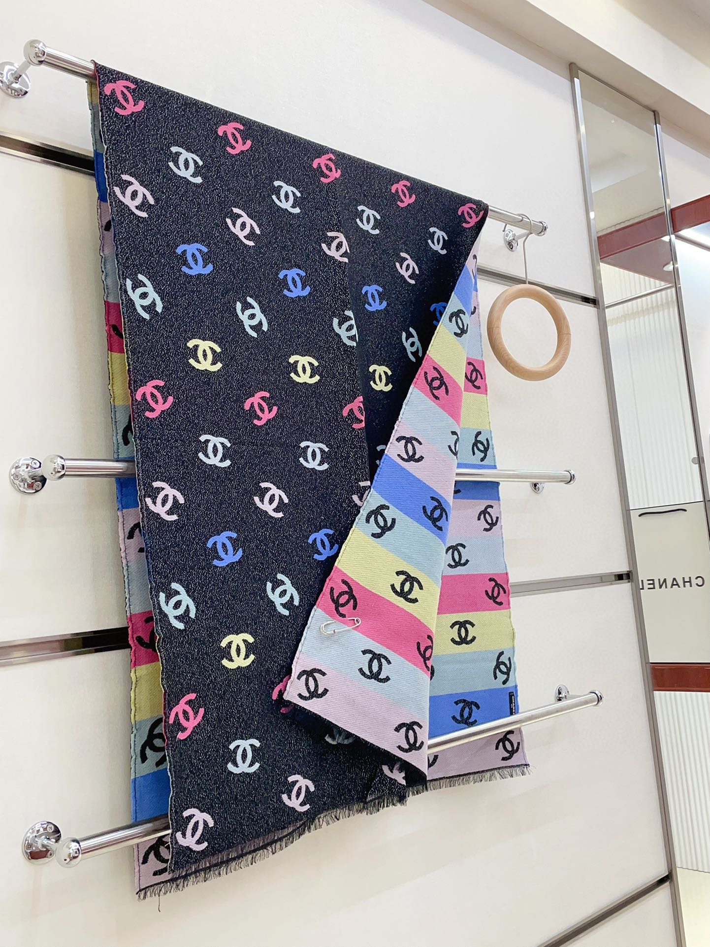 RAINBOW SCARF 180 CM IN COLORFUL CASHMERE AND WOOL 390961