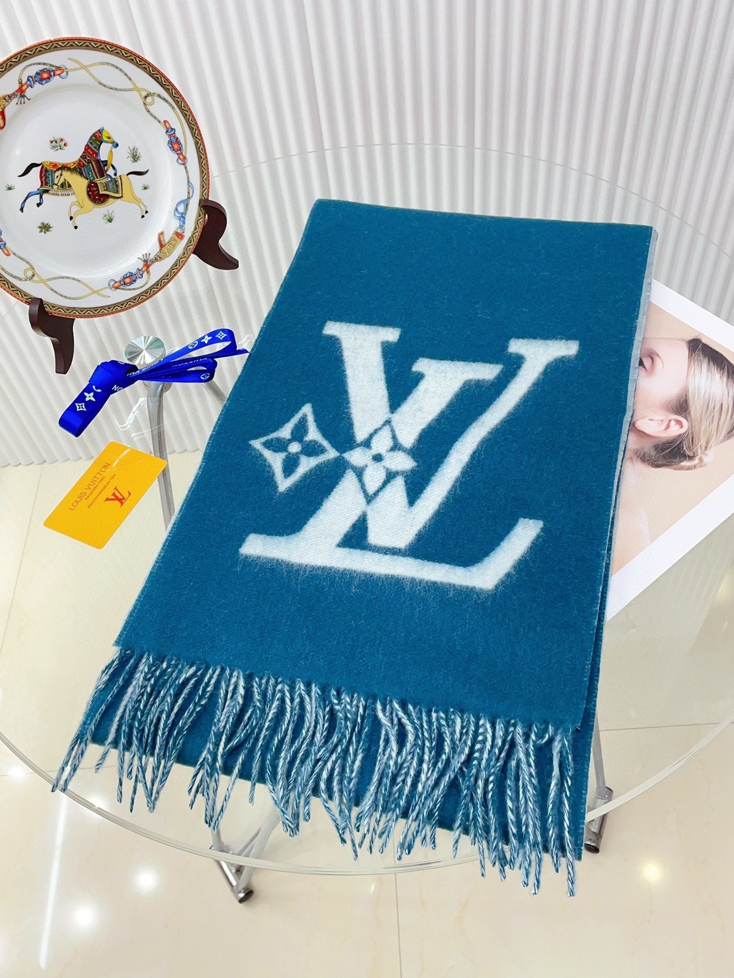 SMASH SCARF 210 CM IN ELECTRIC BLUE WOOL 390964