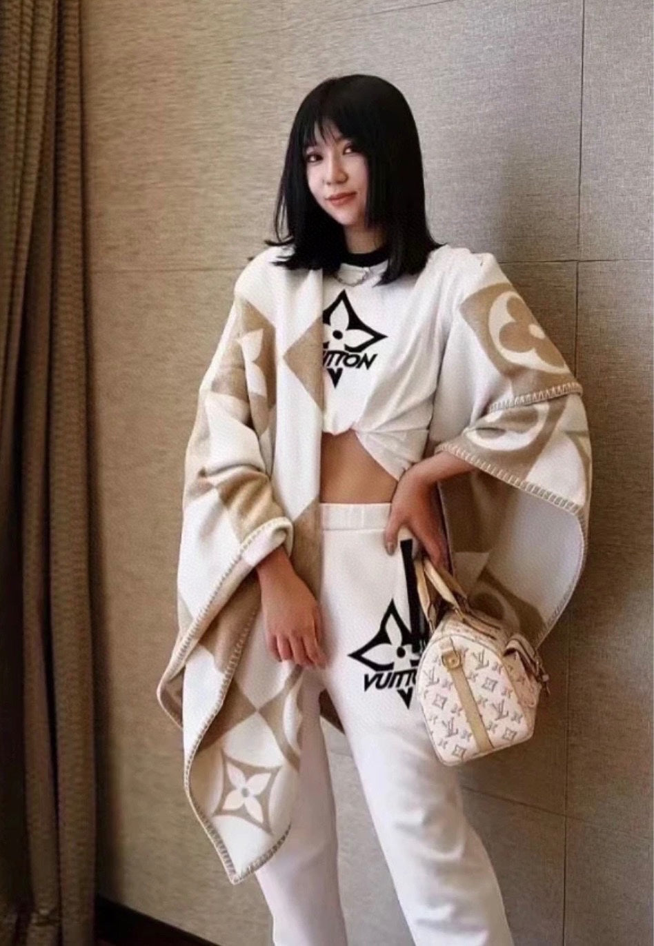 CHECKMATE BLANKET 180 CM IN WHITE MIX MACAROON TAN WOOL AND CASHMERE 403903