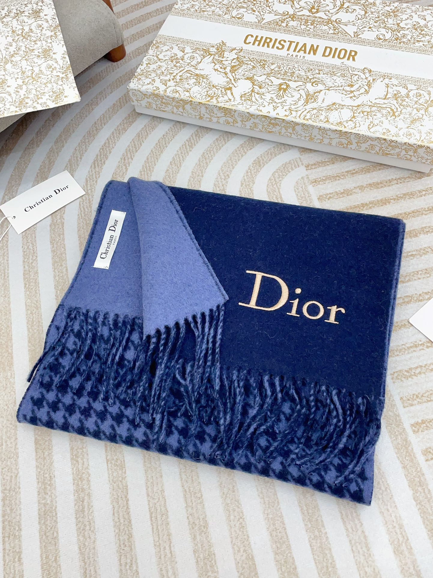 SCARF 180 CM IN NAVY BLUE CASHMERE 419819