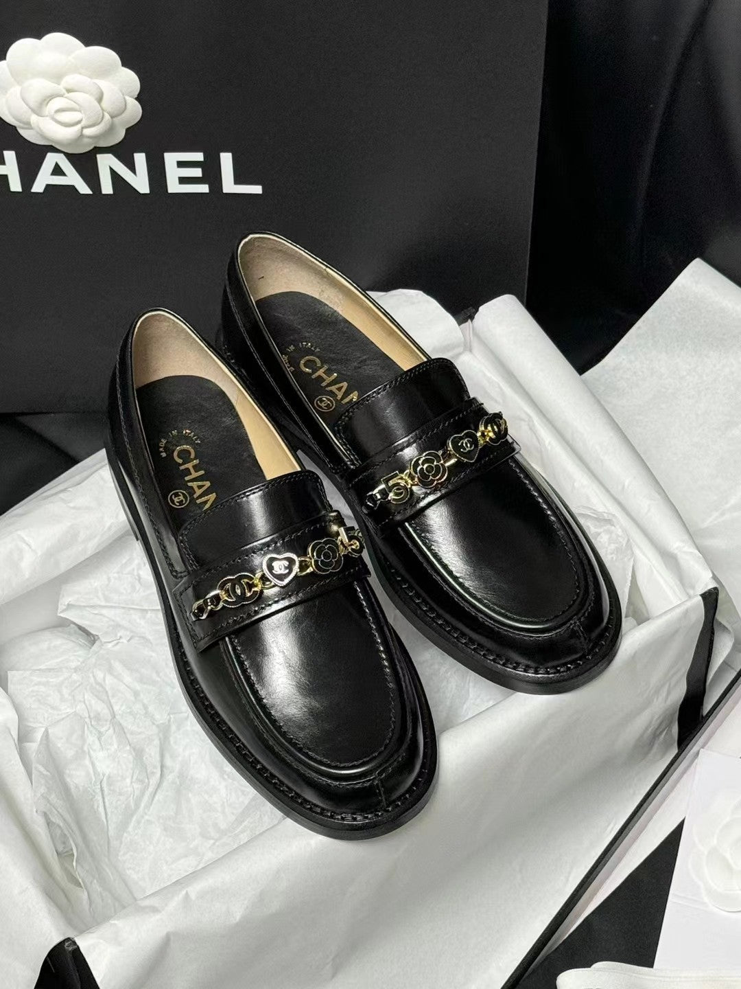 CC LOAFERS BLACK QUILTED CALFSKIN