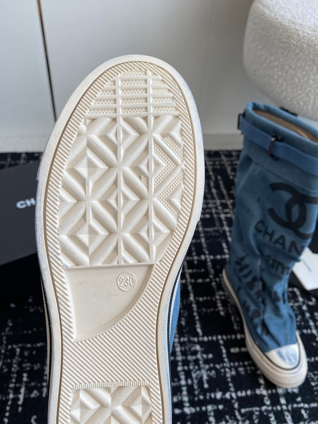 HIGH BOOTS IN OCEAN BLUE CANVAS