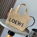 LOEWE 25S WE FONT TOTE BAG 24 IN NATURAL RAFFIA FIBER