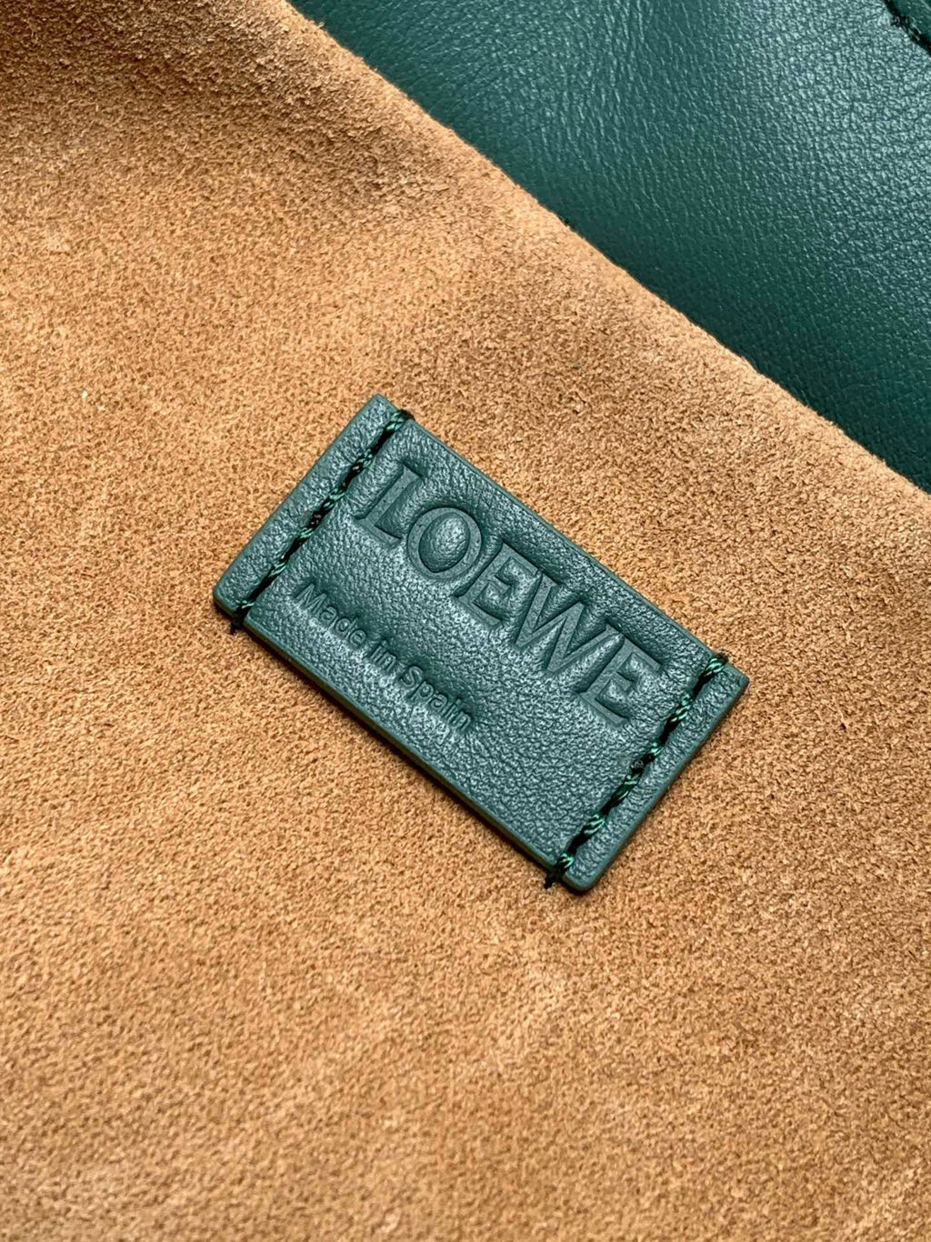 LOEWE 25S LARGE FLAMENCO CLUTCH BAG 30 IN DEEP TEAL CALFSKIN