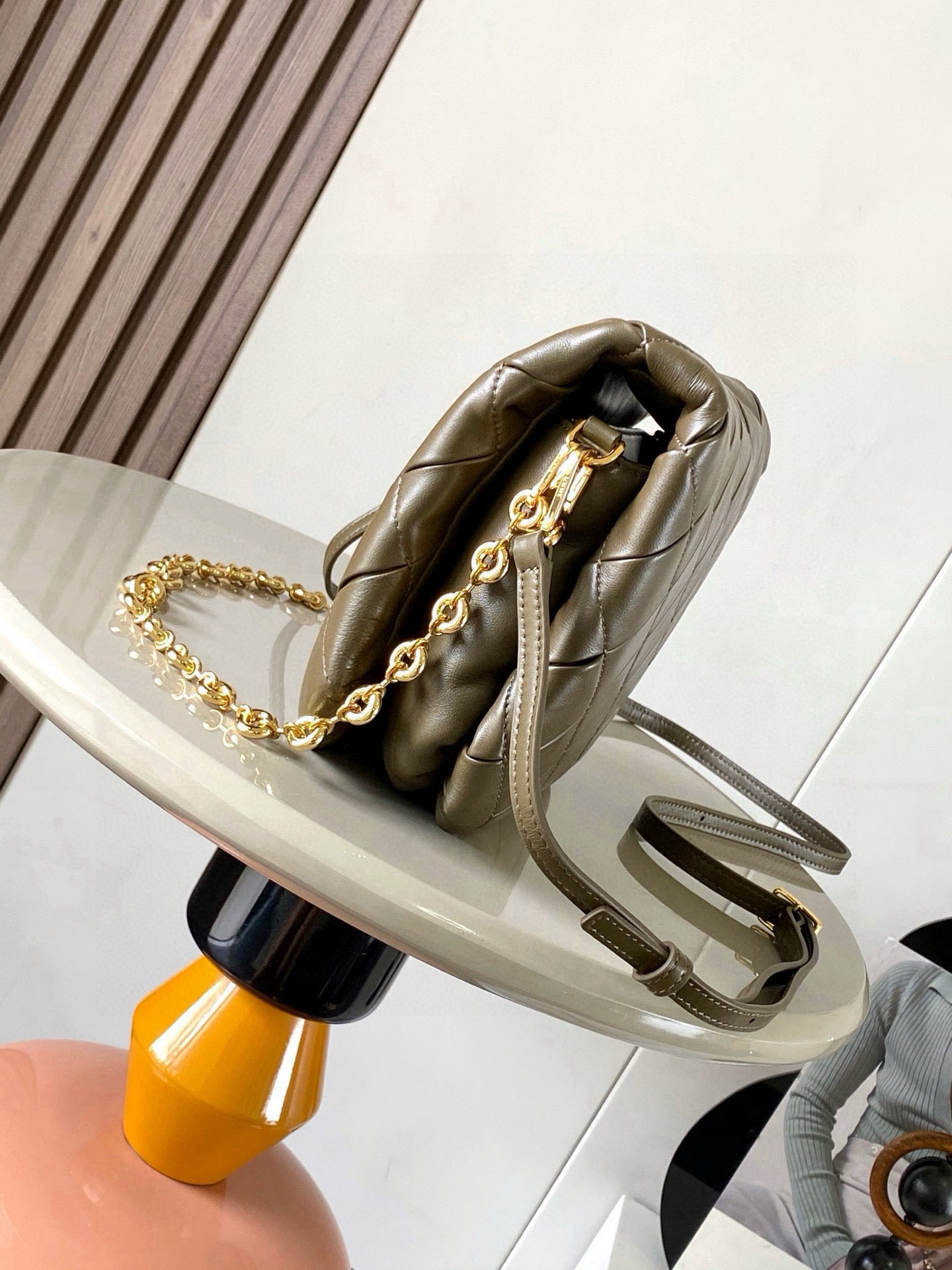 LOEWE 25S PUFFER GOYA BAG 23 IN KHAKI GREEN NAPPA LAMBSKIN