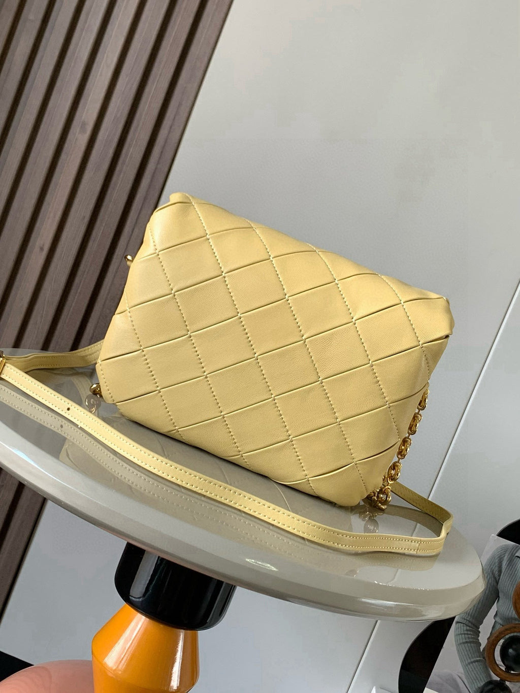 LOEWE 25S PUFFER GOYA BAG 23 IN LIGHT YELLOW NAPPA LAMBSKIN