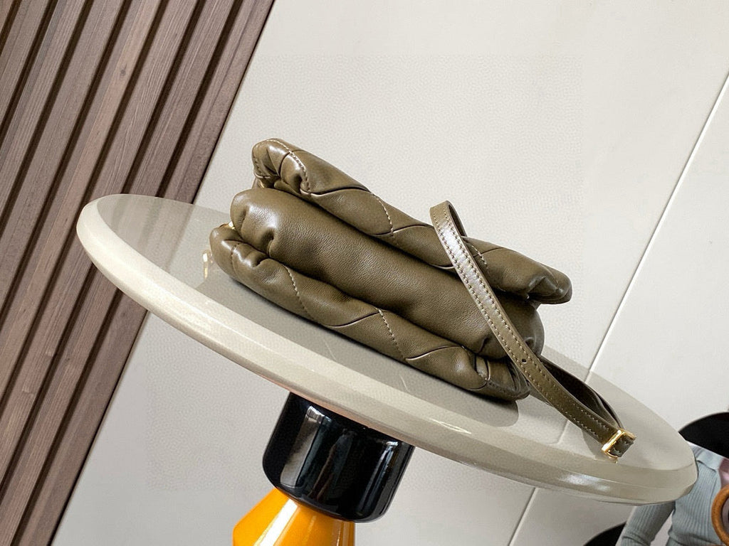 LOEWE 25S PUFFER GOYA BAG 20 IN KHAKI GREEN NAPPA LAMBSKIN