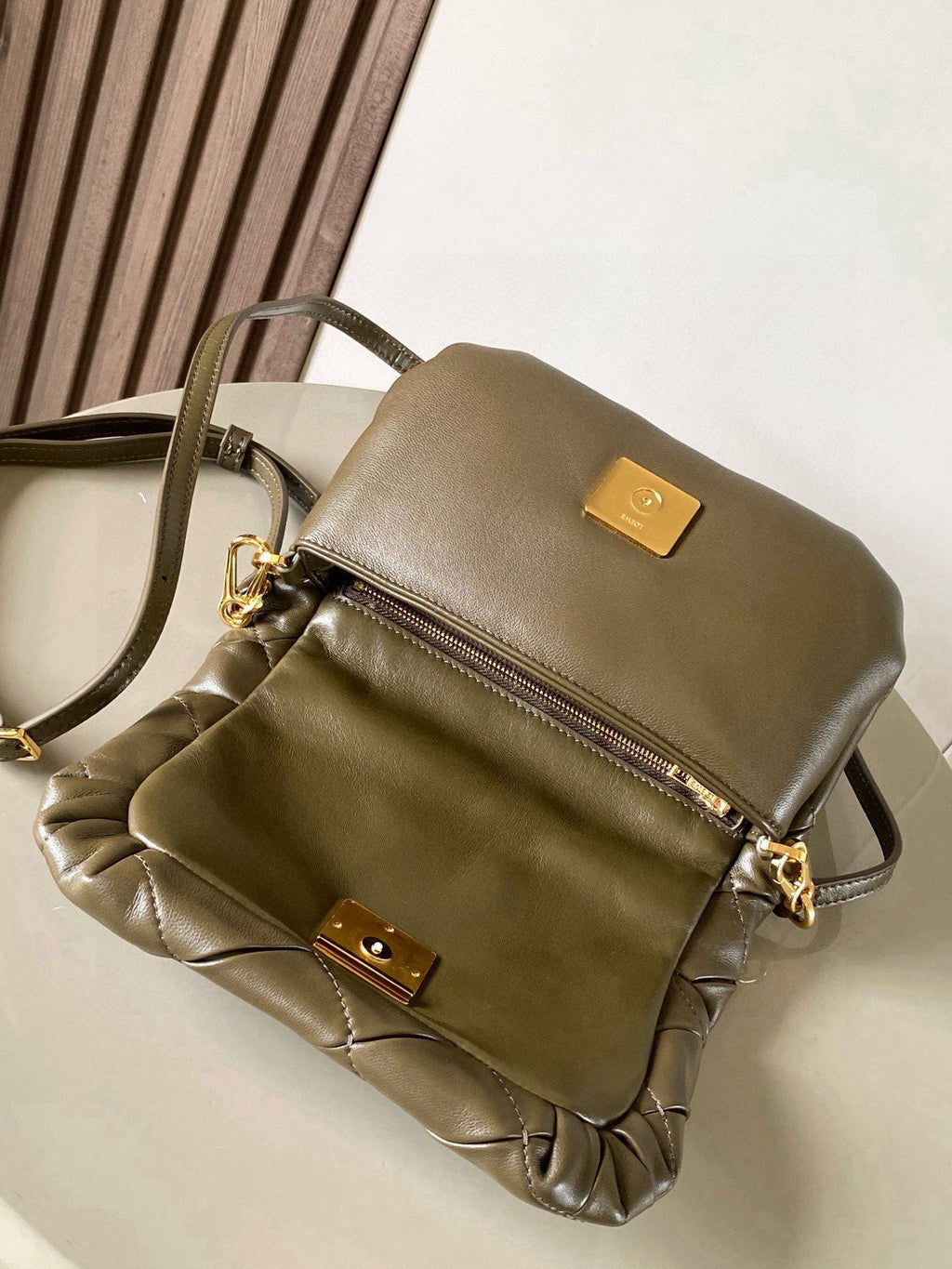 LOEWE 25S PUFFER GOYA BAG 20 IN KHAKI GREEN NAPPA LAMBSKIN