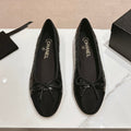 Double C New Ballet Flats Black Lambskin