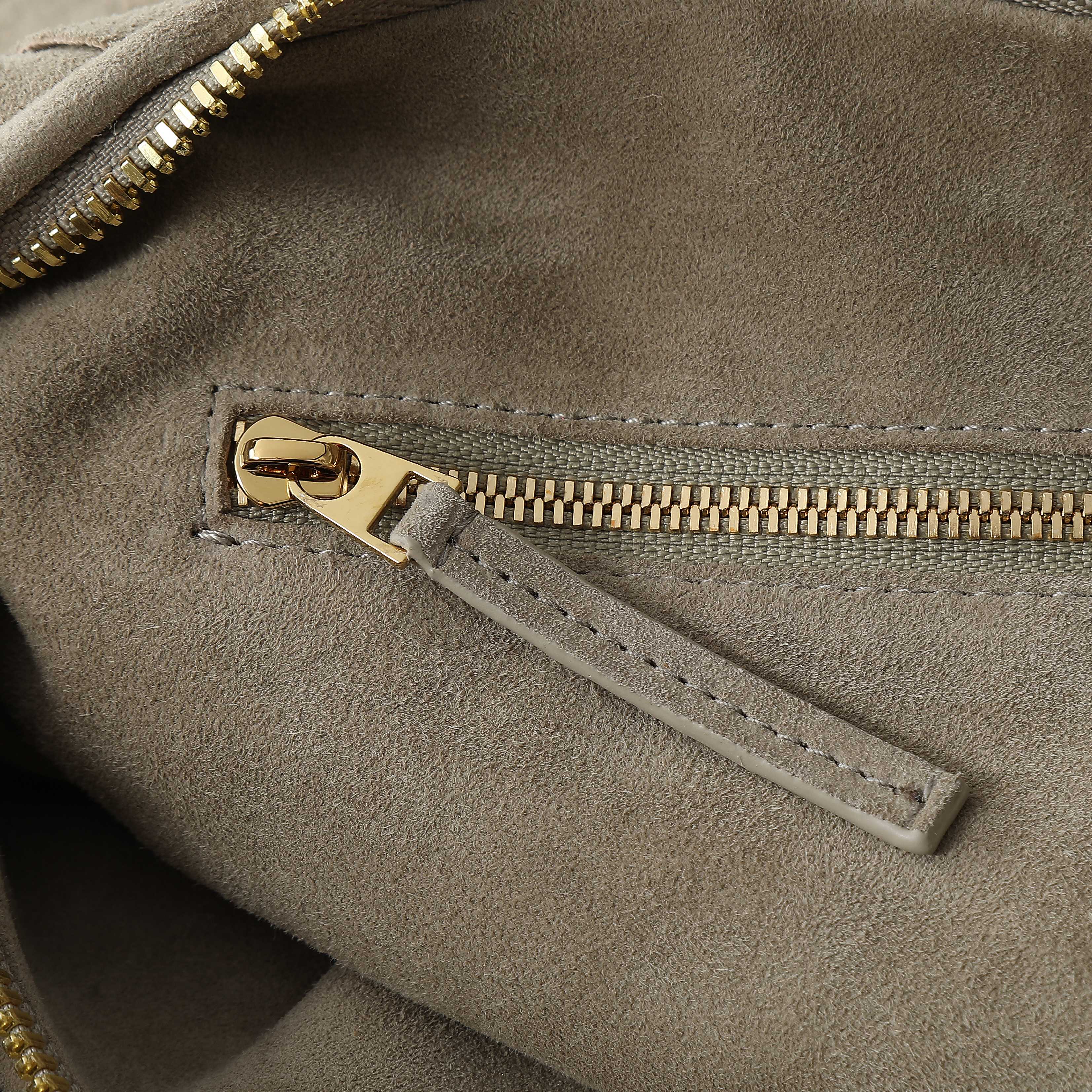 BOTTEGA VENETA 25S SMALL JODIE 48 IN MUTED TAUPE SUEDE GOLD HARDWARE