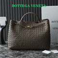 BOTTEGA VENETA 25S LARGE ANDIAMO 42 IN DARK BROWN CALFSKIN GOLD HARDWARE