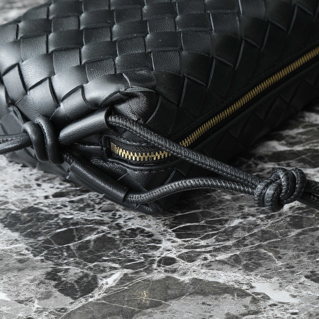 BOTTEGA VENETA KNOT CROSSBODY BAG 17 IN BLACK CALFSKIN