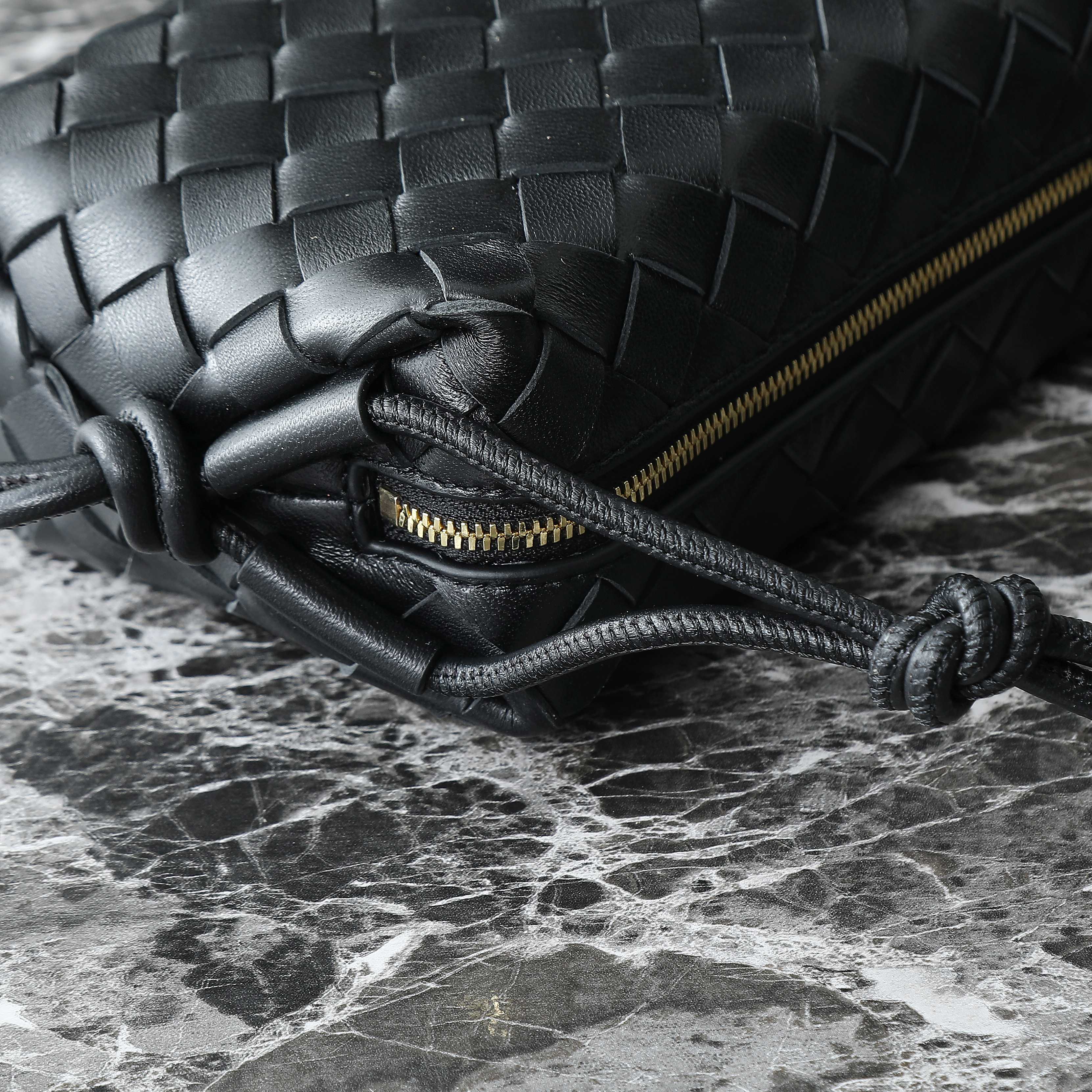 BOTTEGA VENETA KNOT CROSSBODY BAG 17 IN BLACK CALFSKIN