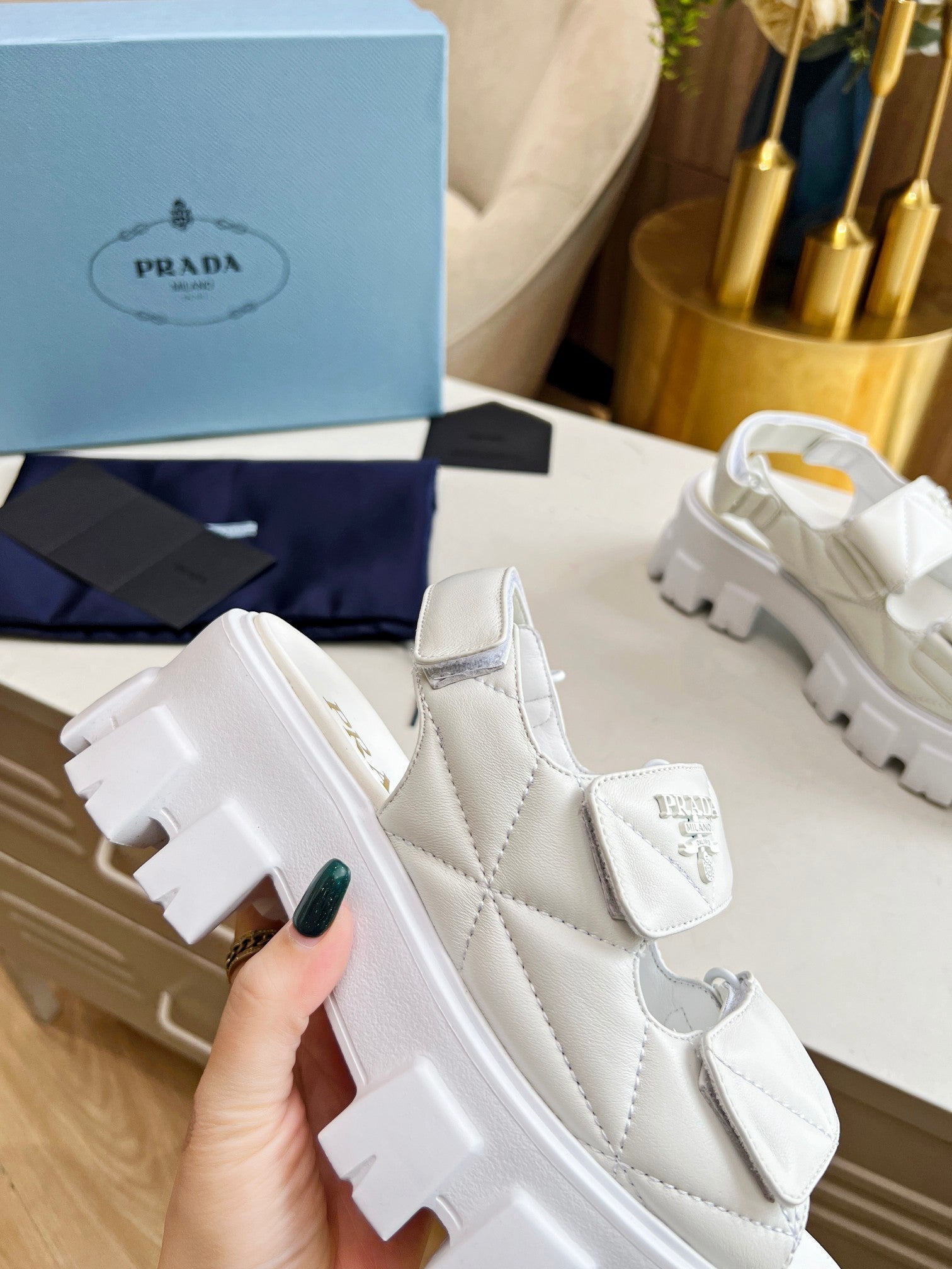 PRA MONOLITH NAPPA SANDALS WHITE LAMBSKIN