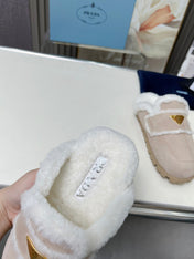 SUEDE AND SHEARLING MULES BEIGE