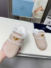 SUEDE AND SHEARLING MULES BEIGE