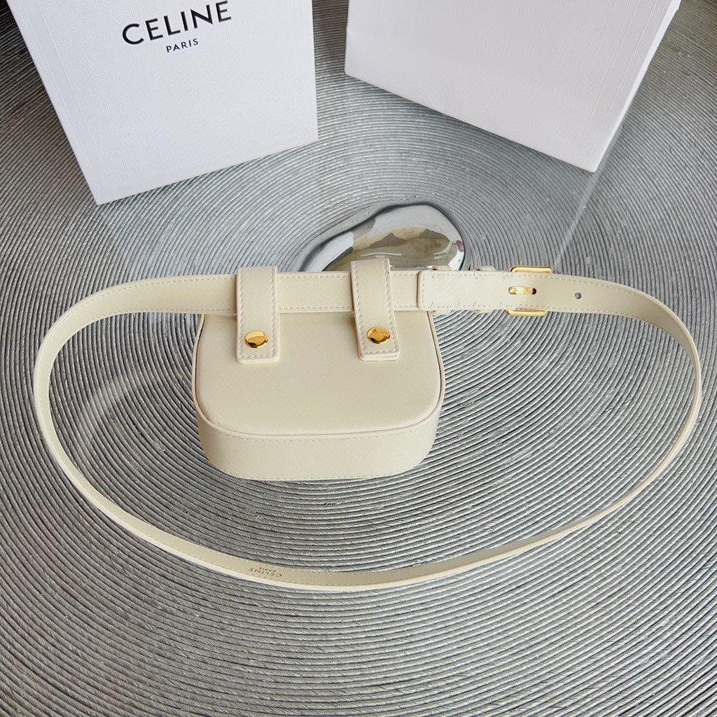 CL BELT BAG TRIOMPHE 25 MM BELT TRIOMPHE WHITE CALFSKIN GOLD HARDWARE