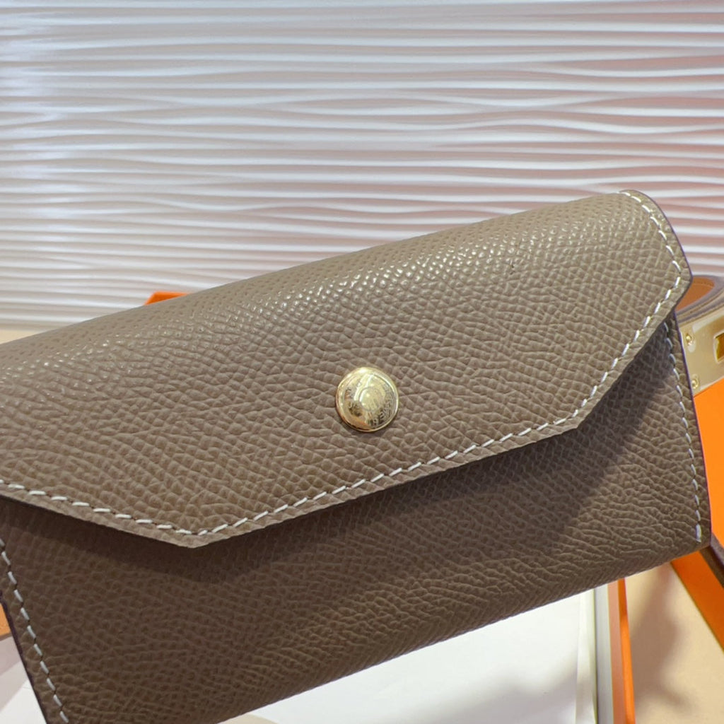 HM KELLY POCKET 18MM BELT CHOCOLATE BROWN LEATHER GOLD HARDWARE