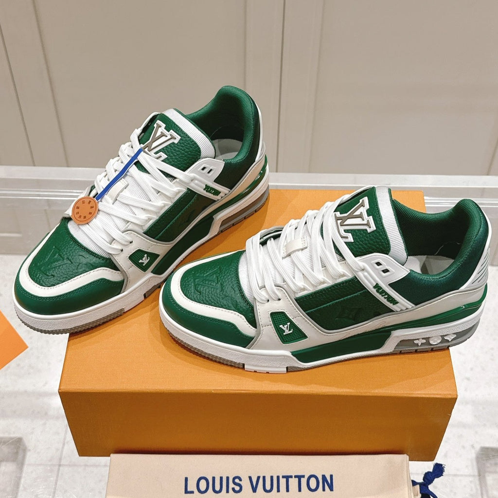 LV TRAINER SNEAKER IN BORNEO GREEN GRAINED CALFSKIN