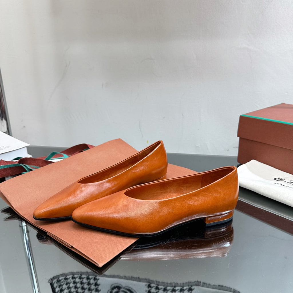 LP REBECCA BALLERINAS GLOSSY CARAMEL CALFSKIN