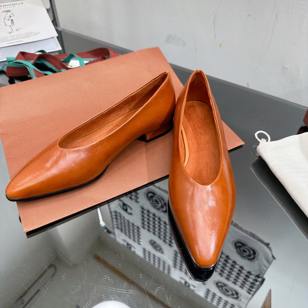 LP REBECCA BALLERINAS GLOSSY CARAMEL CALFSKIN