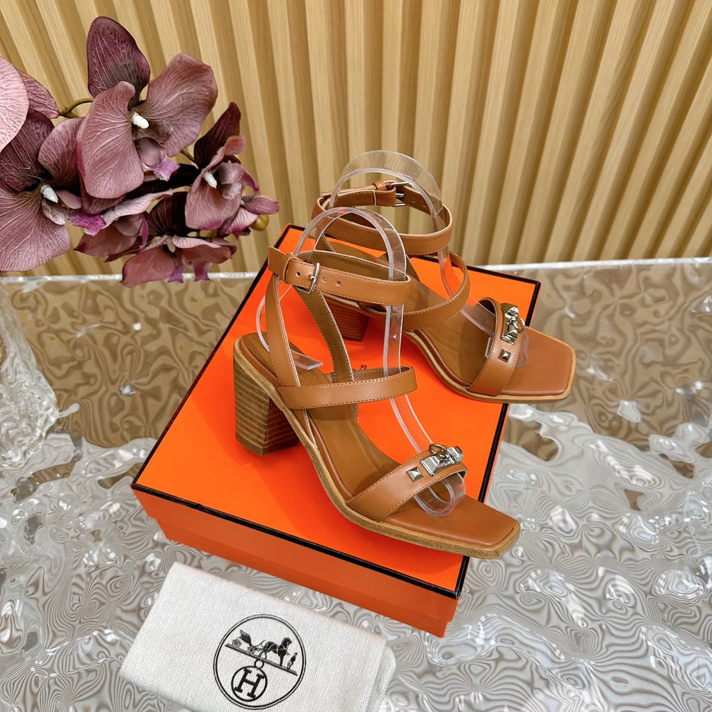 IVRESSE 65 SANDAL CARAMEL CALFSKIN