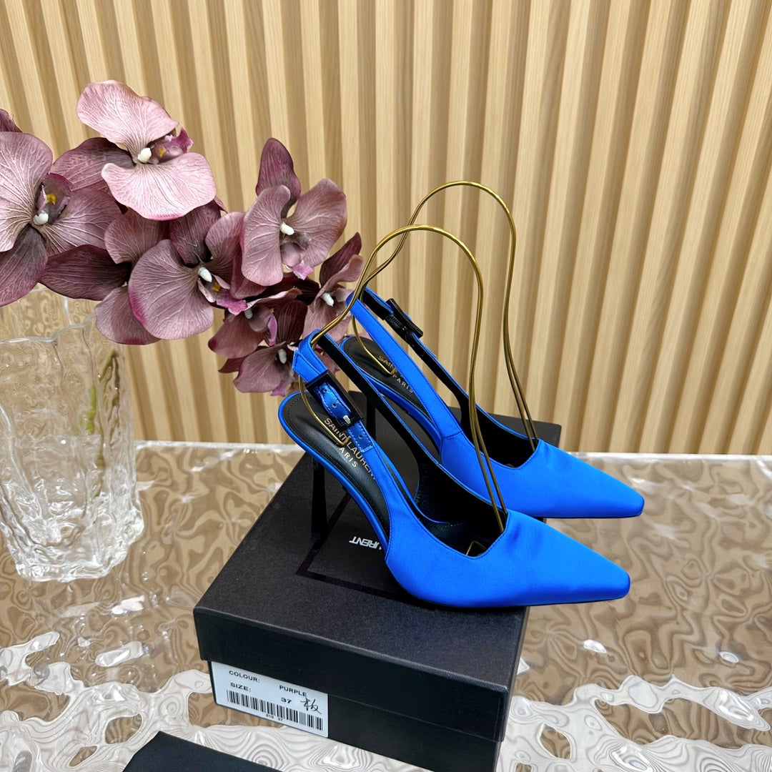SL DUNE SLINGBACK PUMPS COBALT SATIN