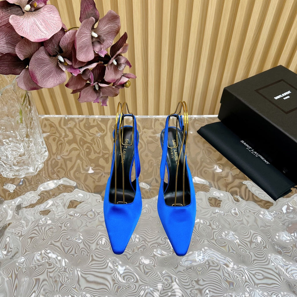 SL DUNE SLINGBACK PUMPS COBALT SATIN