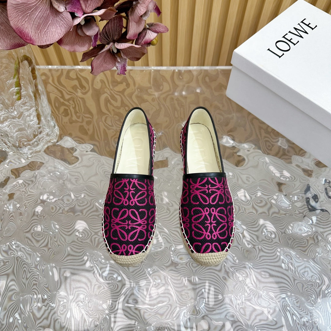 LW PINK ANAGRAM ESPADRILLE LOAFER BLACK LINEN