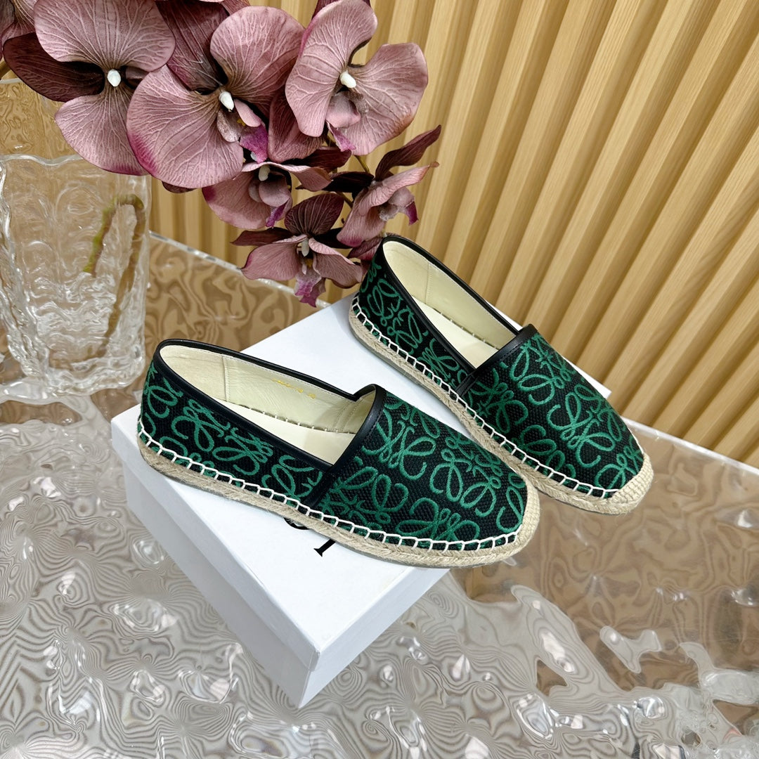 LW GREEN ANAGRAM ESPADRILLE LOAFER BLACK LINEN