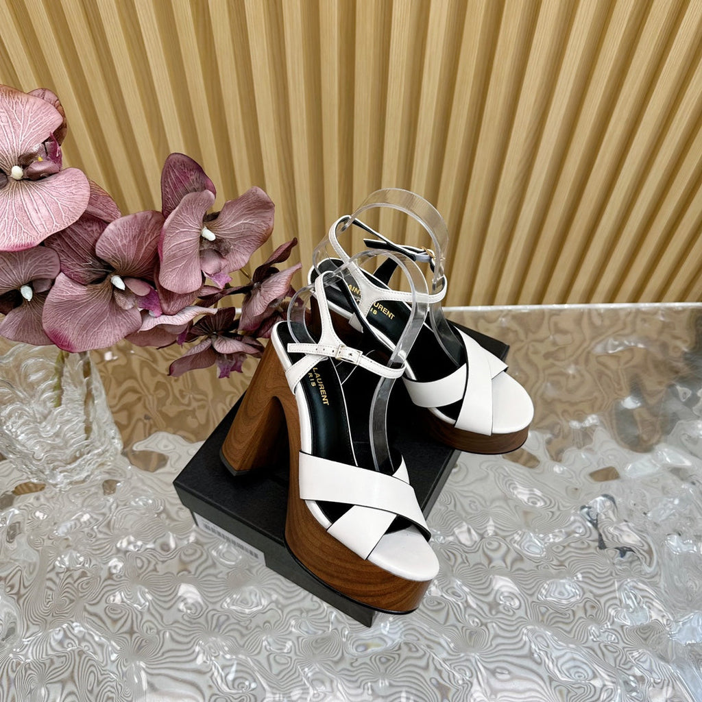 SL BIANCA PLATFORM SANDAL WHITE CALFSKIN