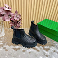 FIREMAN ANKLE BOOT IN BLACK CALFSKIN WITH WOVEN DESIGN