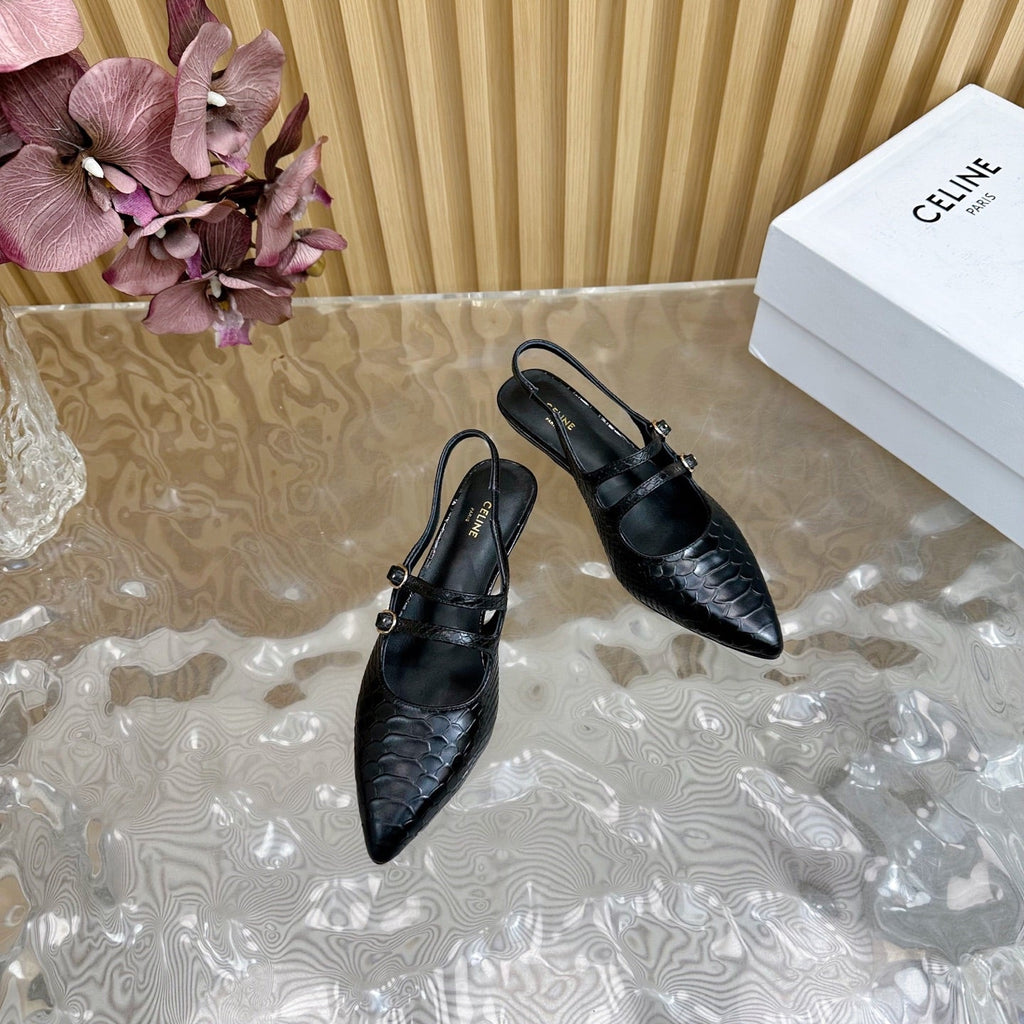 JUDY DOUBLE STRAP MARY JANE SLINGBACK 35MM IN BLACK SNAKE EMBOSSED CALFSKIN