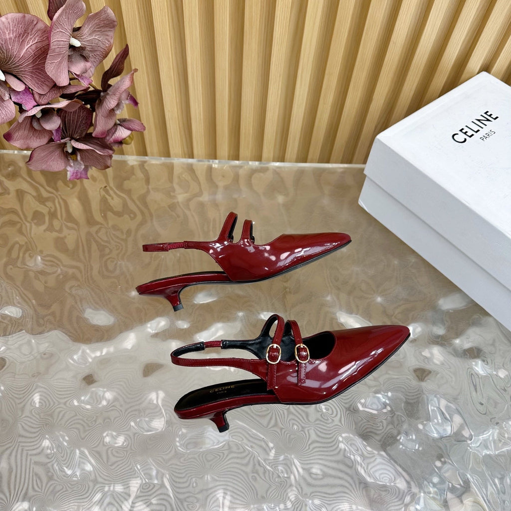 JUDY DOUBLE STRAP MARY JANE SLINGBACK 35MM IN CURRANT RED CALFSKIN