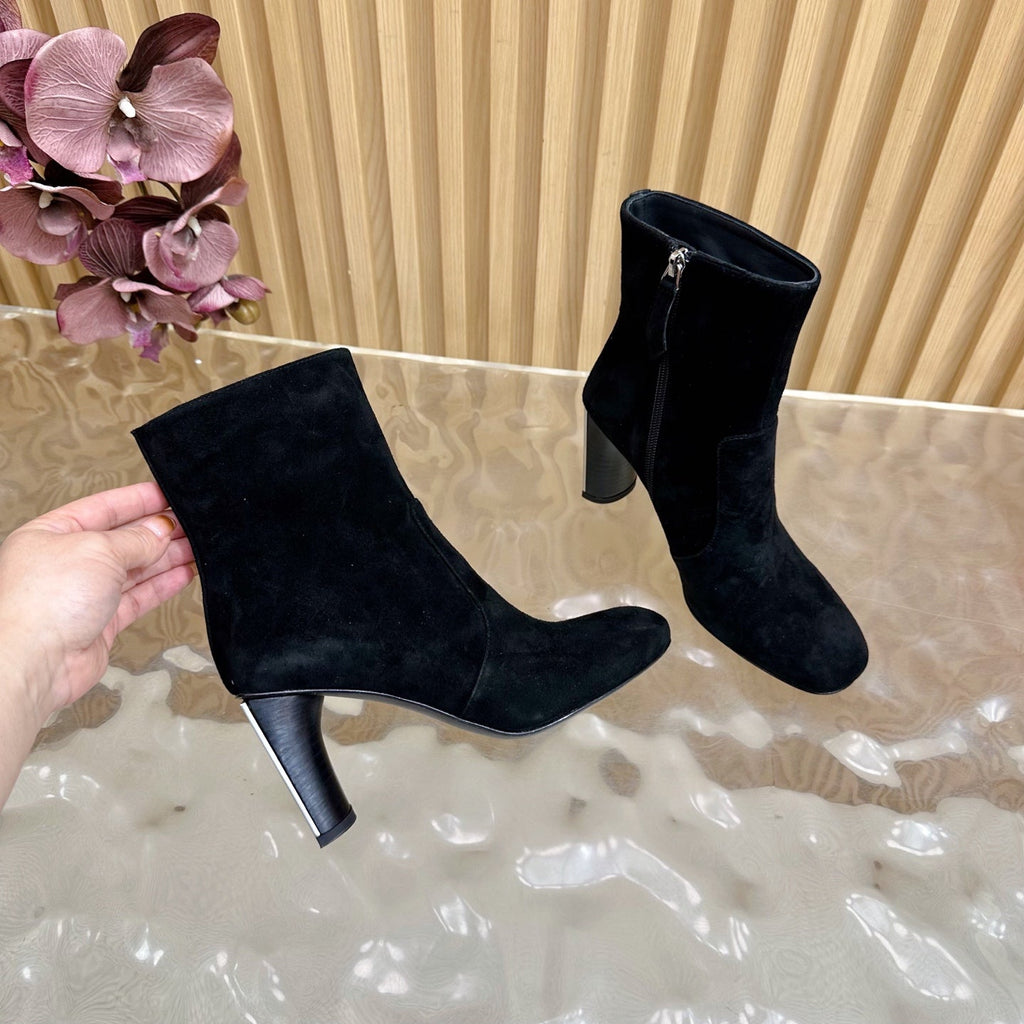 HM 25S ANKLE BOOTS 70 MM IN BLACK SUEDE