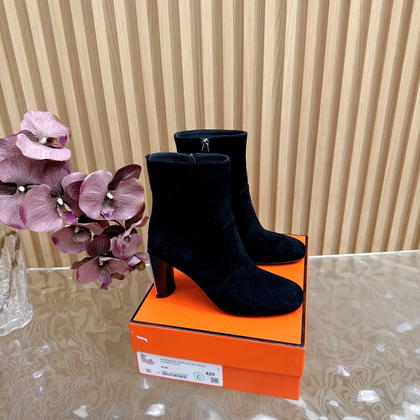 HM 25S ANKLE BOOTS 70 MM IN BLACK SUEDE