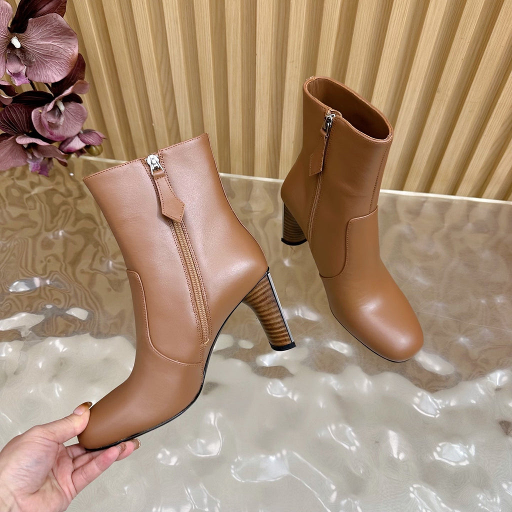 HM 25S ANKLE BOOTS 70 MM IN BROWN LAMBSKIN