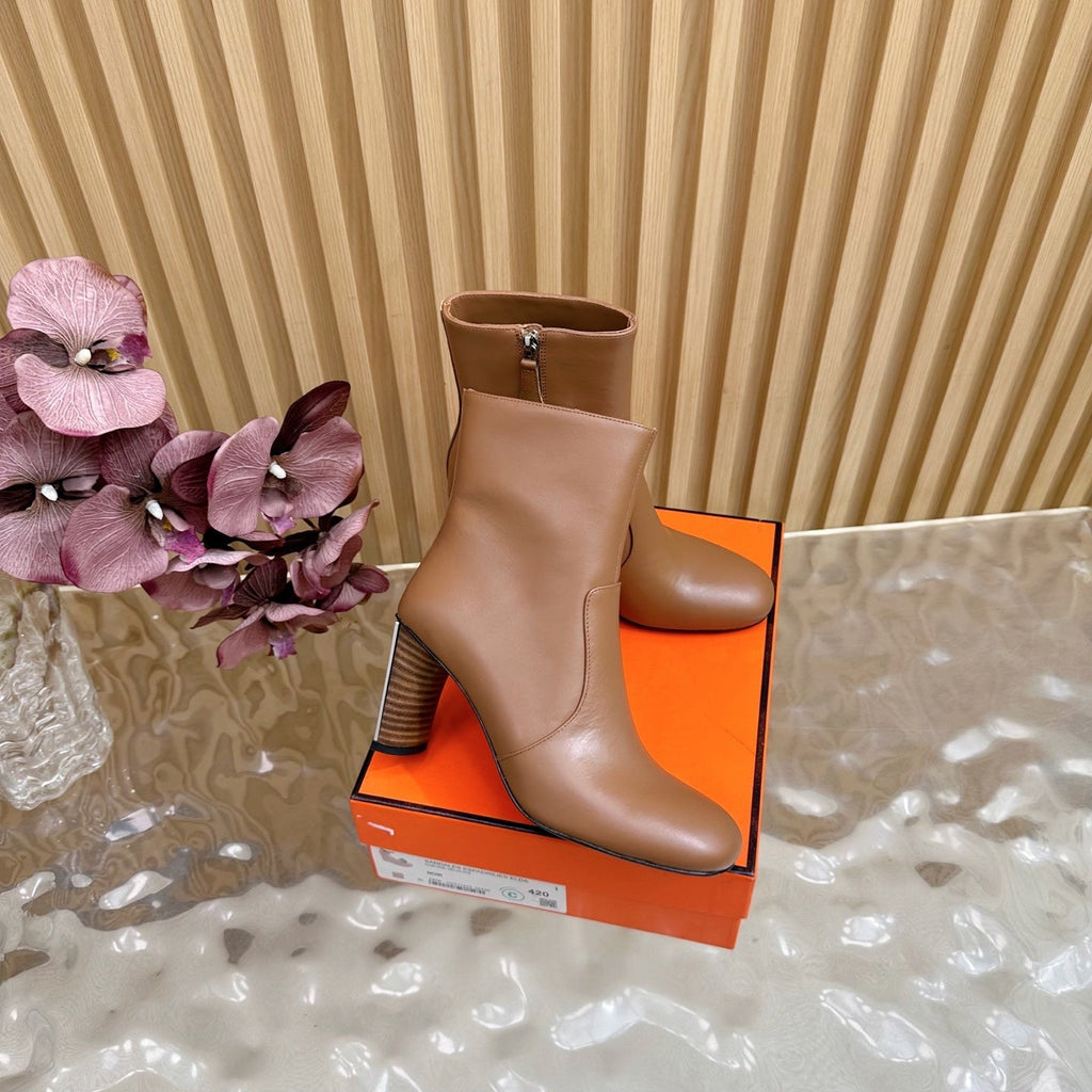 HM 25S ANKLE BOOTS 70 MM IN BROWN LAMBSKIN