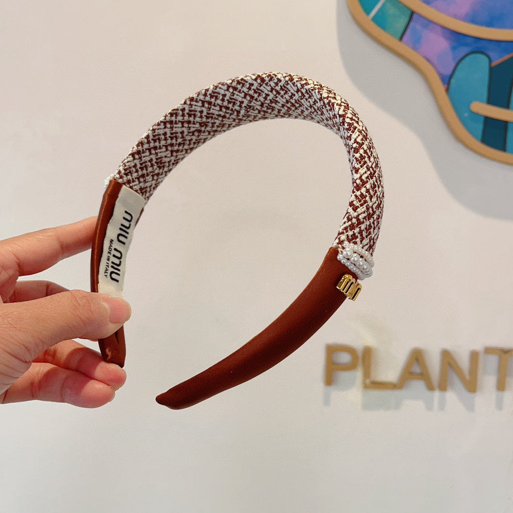 HEADBAND IN AMBER ORANGE TWEED AND SILK 262051