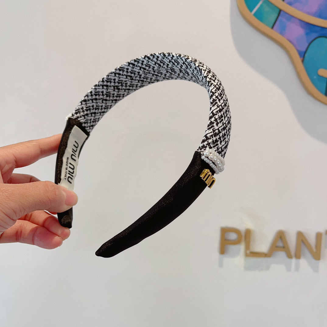 HEADBAND IN BLACK TWEED AND SILK 262052