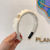 WHITE FABRIC WITH ROSE LACE TRIM HAIRBAND 414412