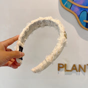 WHITE FABRIC WITH ROSE LACE TRIM HAIRBAND 414412